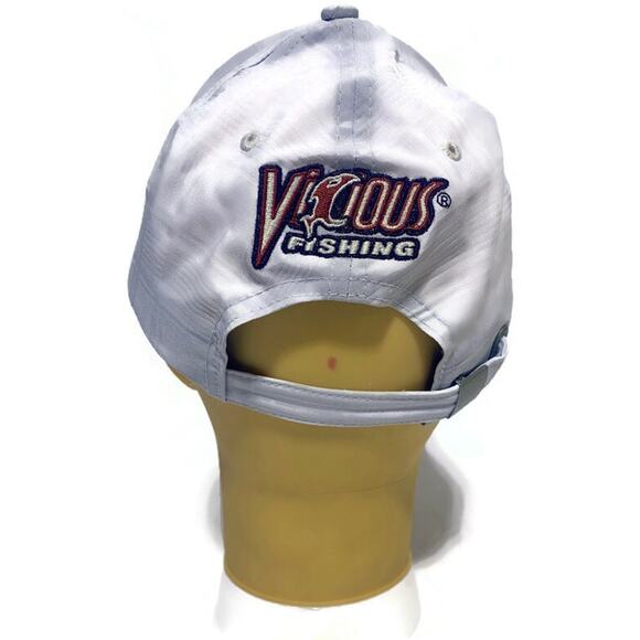 Vicious Fishing Ball Cap White Adjustable With Red Logo - Picture 2 of 6
